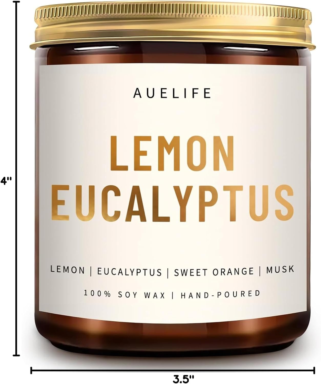 Scented Candles for Home - Lemon Eucalyptus Scented Candle | Aromatherapy Candles, Soy Candles for Home Scented, 7oz Amber Jar Candles Gift for Women & Men