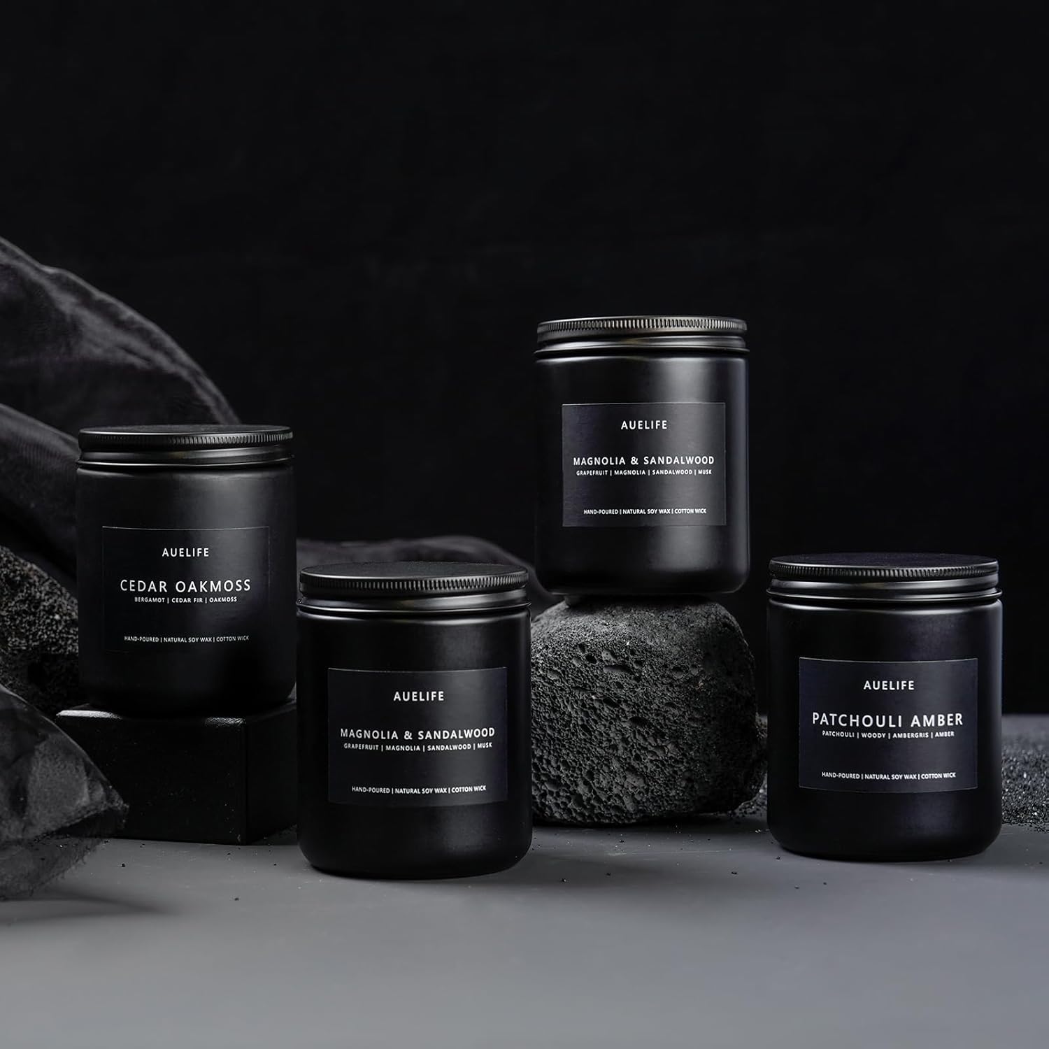 Scented Candles Set | Gifts for Men - Men Candles Set, Masculine Candle, Soy Candles for Home Scented - 4 Pack Candles Scents of Cedar Oakmoss/Pine&Clove/Patchouli/Sandalwood