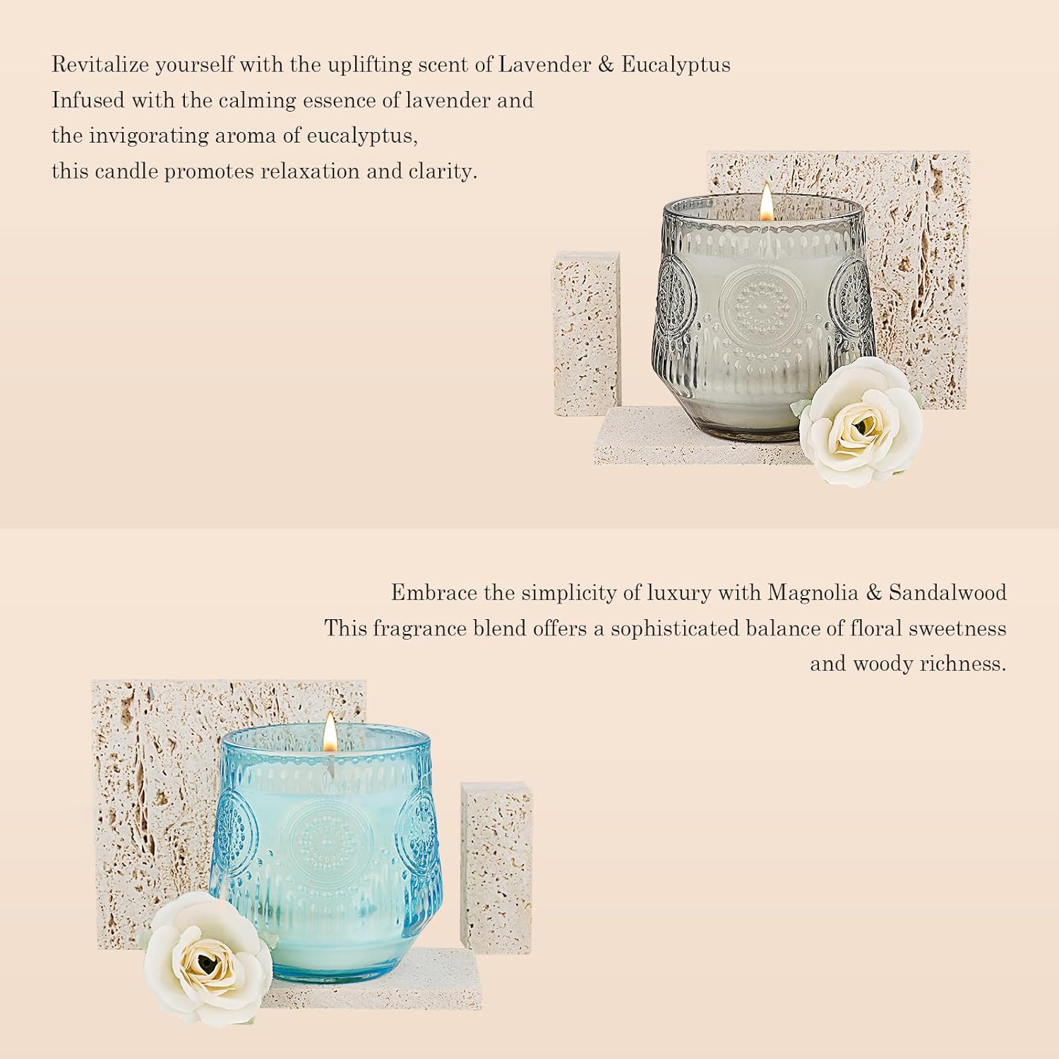 4 Pack Scented Candles for Home | Candle Set Gifts, Soy Candles for Home Scented, Candle Gifts for Women - Luxury Candles Set | Jasmine Lily,Lavender Eucalyptus,Sandalwood,Patchouli