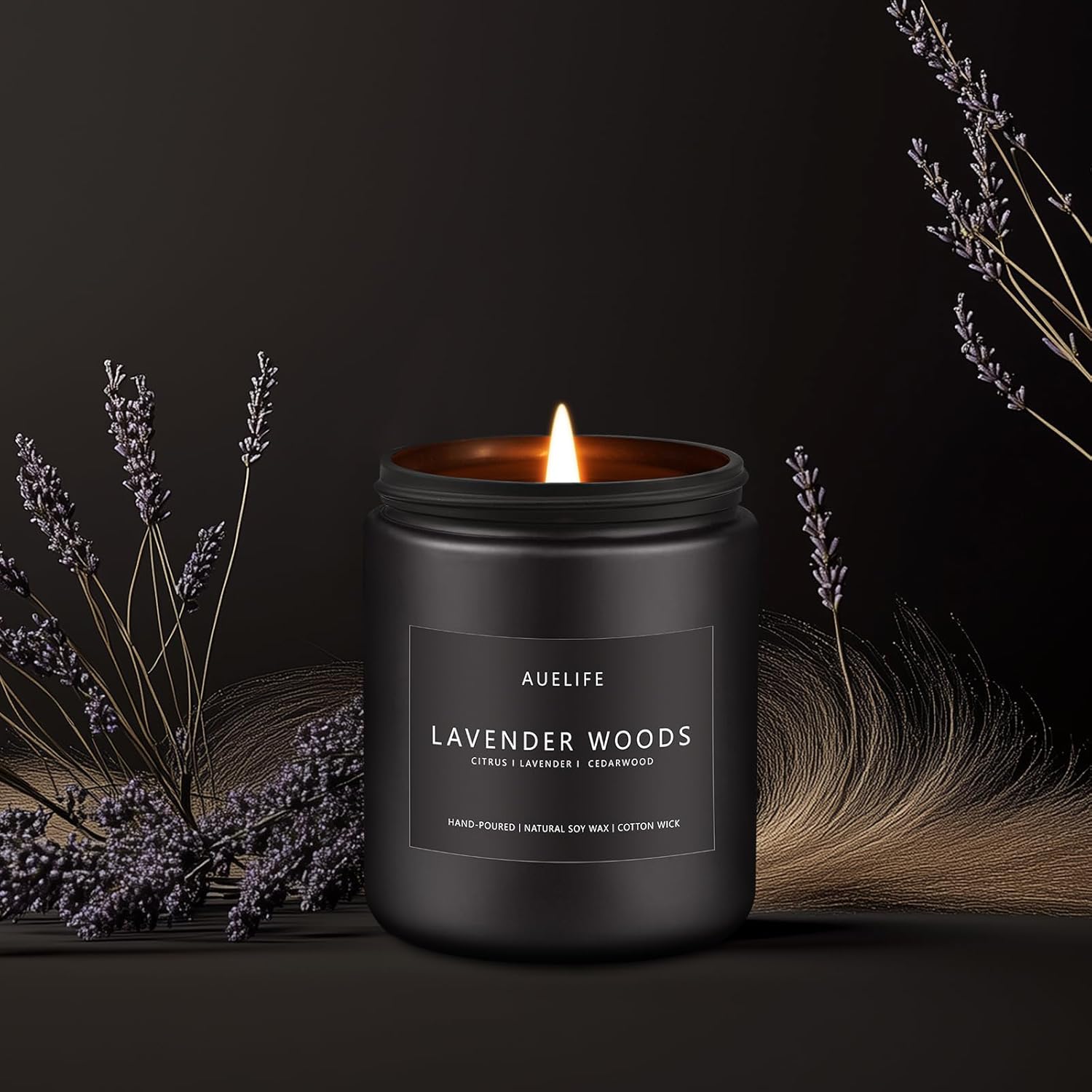 Scented Candles for Men | Lavender & Wood Scented Candle - Candle for Men, Men Candles for Home Scented, Candle Gifts for Him/Friend, Aromatherapy Candle in Black Jar