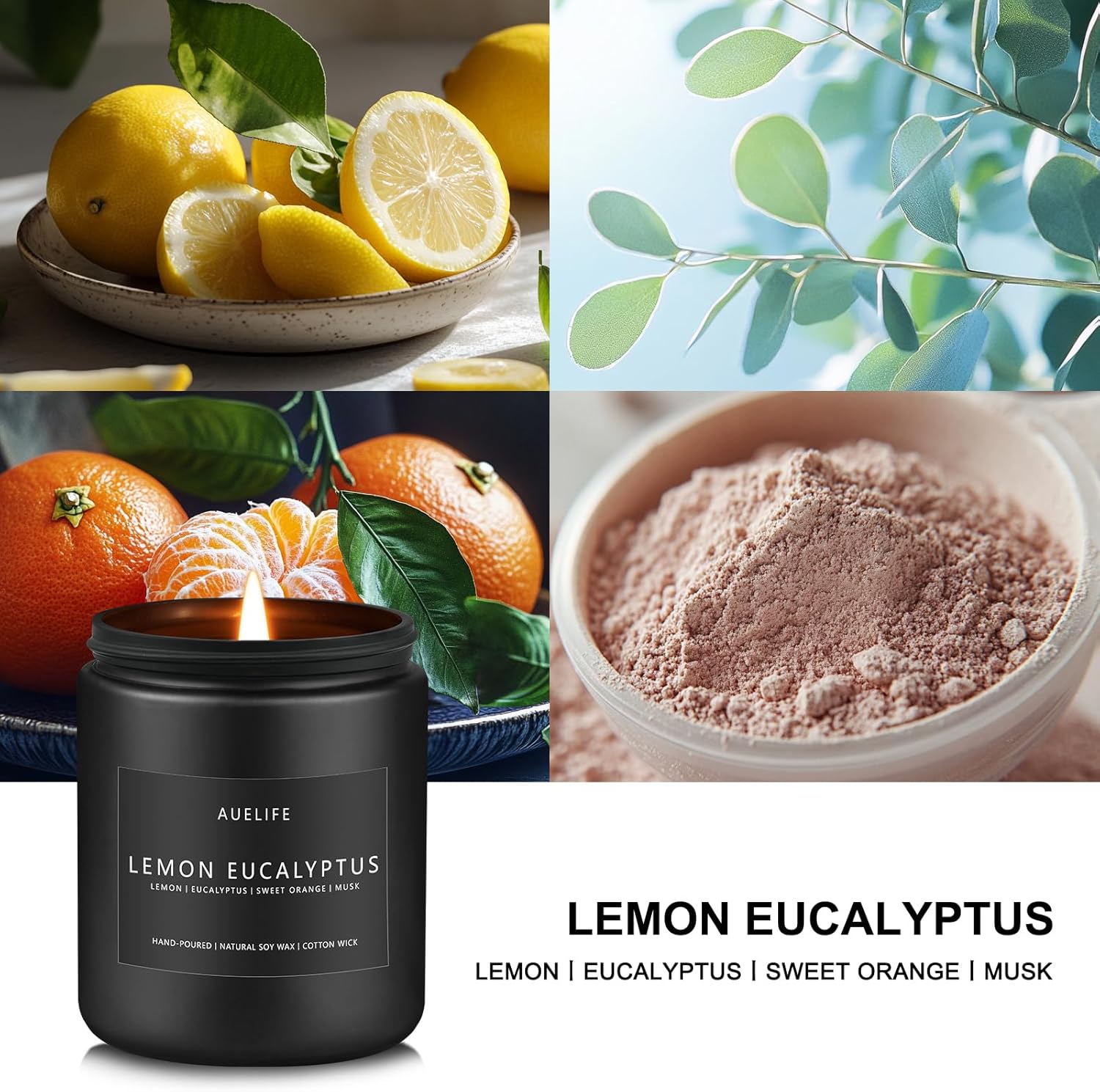 Lemon Eucalyptus Candle | Scented Candle for Home, Aromatherapy Candle - Soy Candles for Home Scented, Candle Gift for Women Men, Home Fragrance Decoration -7oz Jar Candles