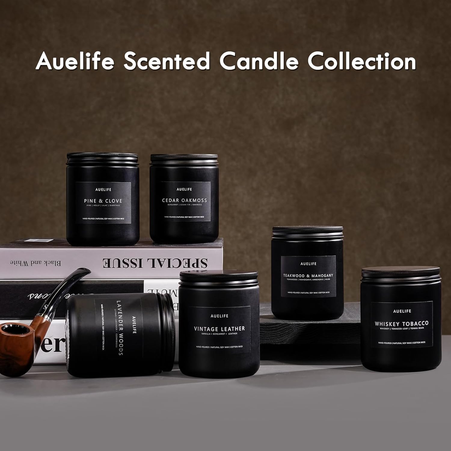 Scented Candles for Men | Cedar Oakmoss Scented Candle - Candles for Men, Men Scented Candles for Home, Candle Gifts for Him/Friend, Aromatherapy Candle in Black Jar
