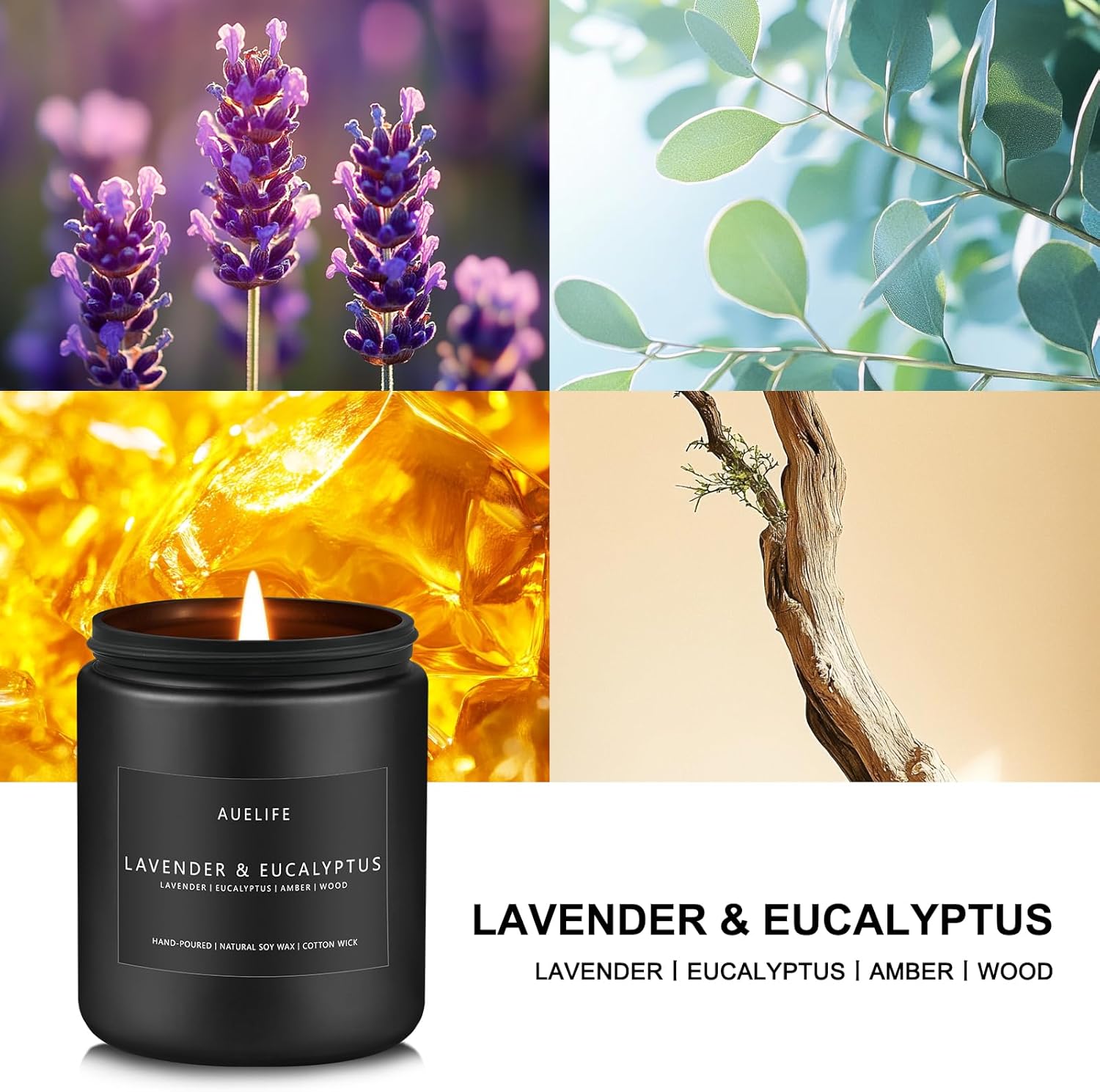 Lavender & Eucalyptus Candle | Scented Candle for Home, Aromatherapy Candle - Soy Candles for Home Scented, Candle Gift for Women Men, Home Fragrance Decoration -7oz Jar Candles