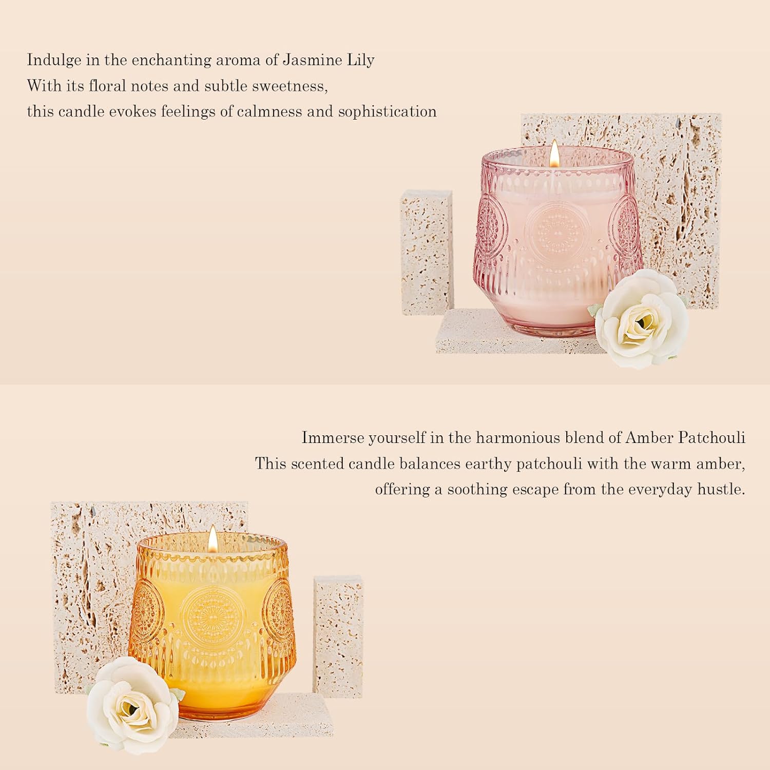 4 Pack Scented Candles for Home | Candle Set Gifts, Soy Candles for Home Scented, Candle Gifts for Women - Luxury Candles Set | Jasmine Lily,Lavender Eucalyptus,Sandalwood,Patchouli