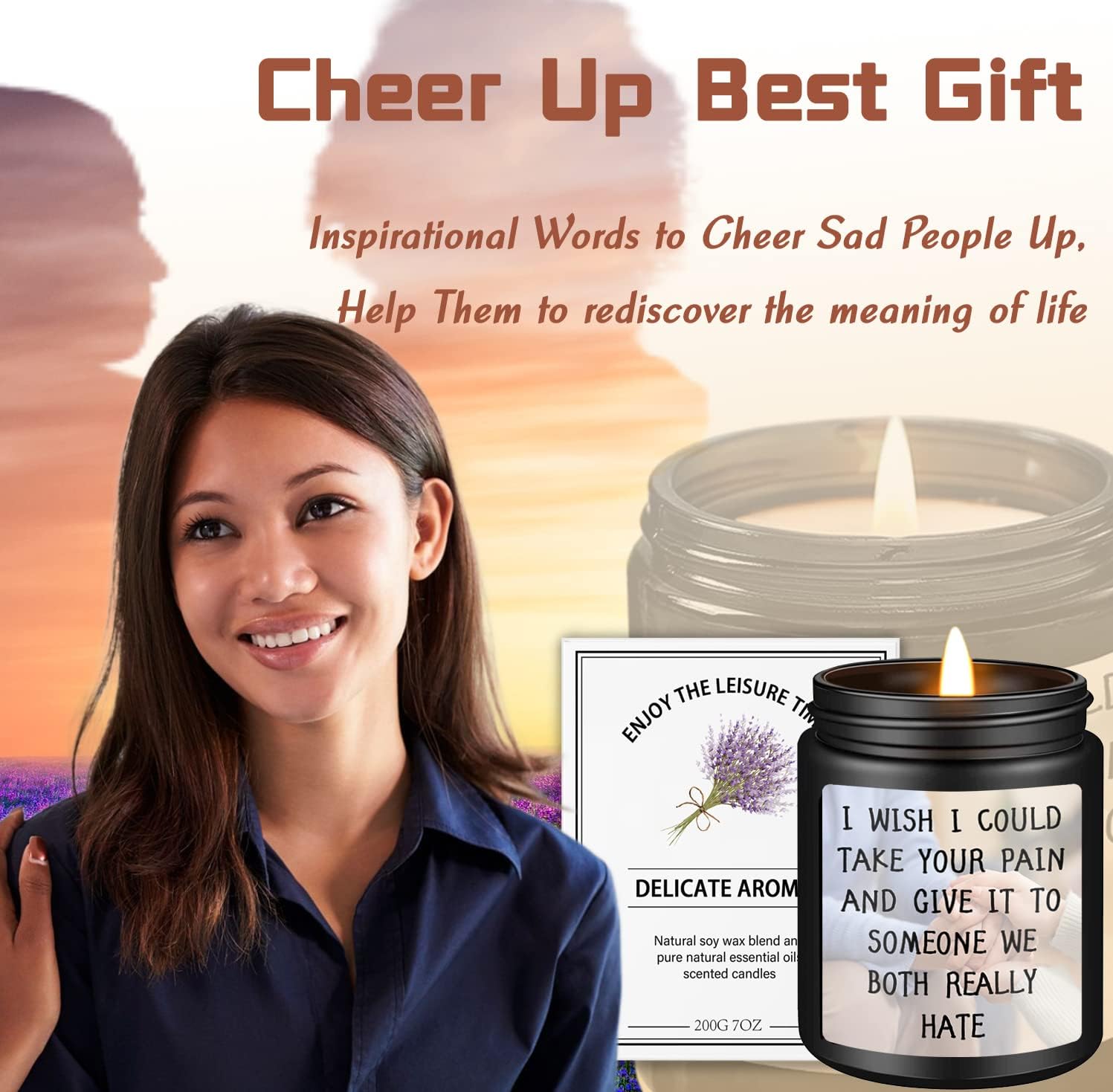 Get Well Soon/Feel Better Gifts for Women Men, Inspirational Candles, Consolation Gifts, Mercy, Cheer Up, Condolence Gifts for Women Men