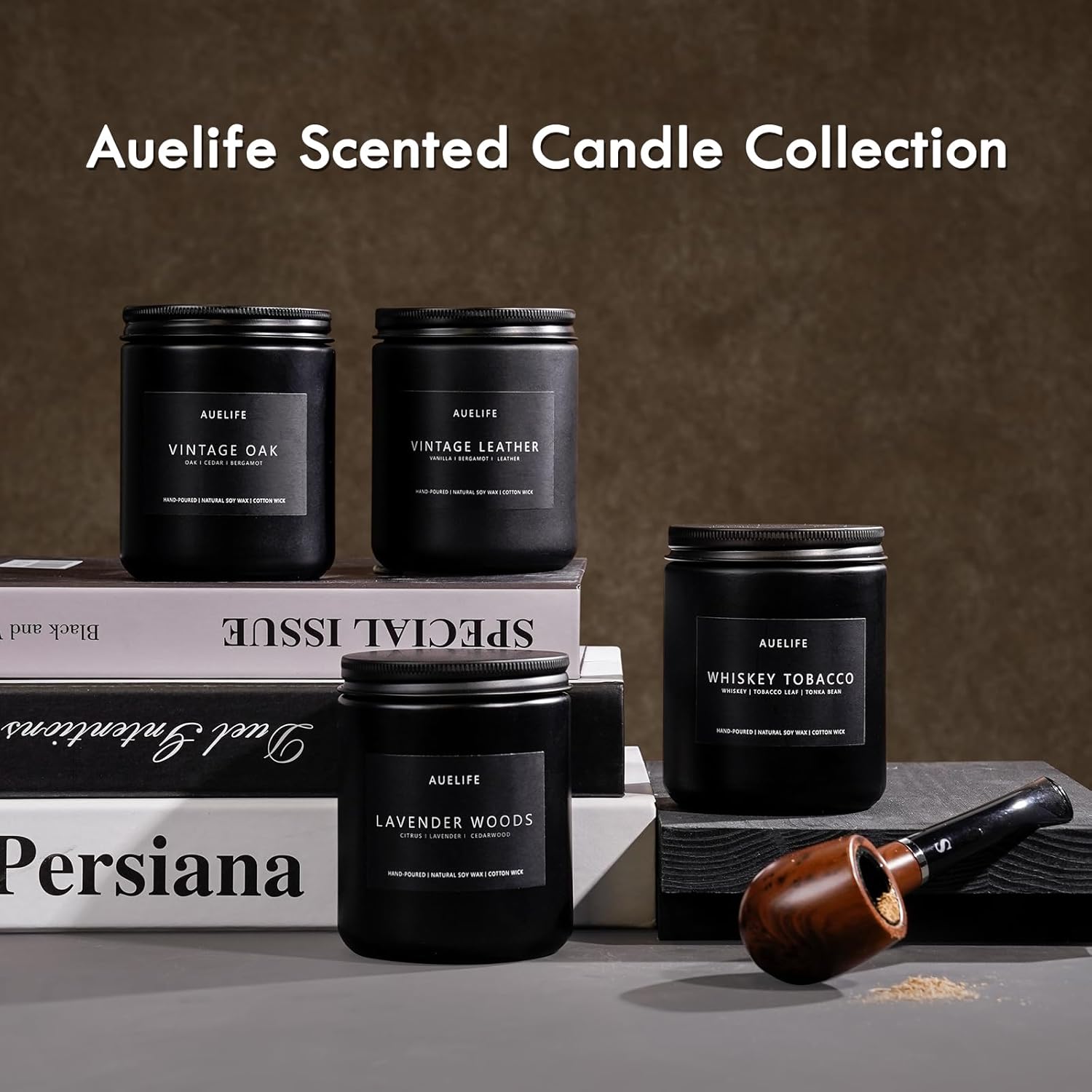 Scented Candles for Men | Lavender & Wood Scented Candle - Candle for Men, Men Candles for Home Scented, Candle Gifts for Him/Friend, Aromatherapy Candle in Black Jar