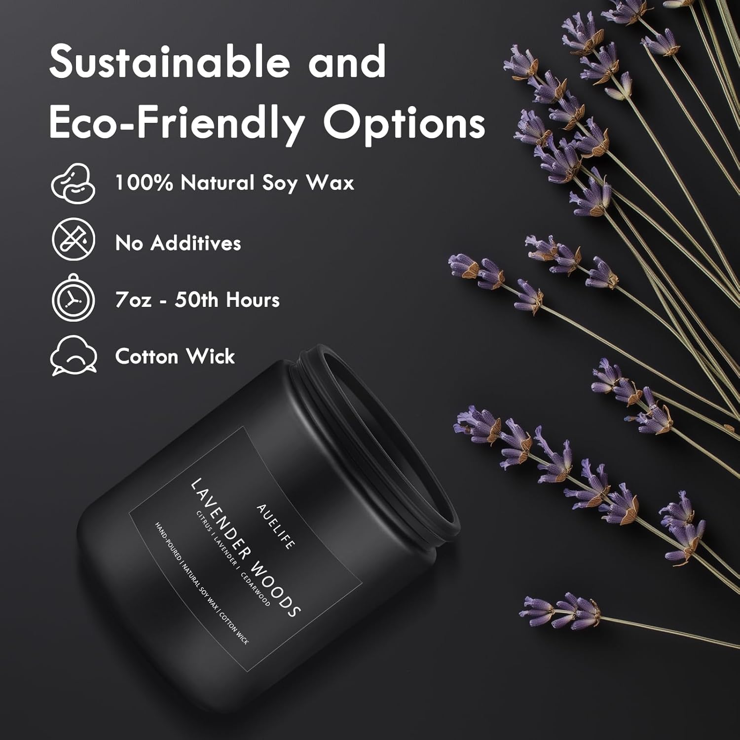 Scented Candles for Men | Lavender & Wood Scented Candle - Candle for Men, Men Candles for Home Scented, Candle Gifts for Him/Friend, Aromatherapy Candle in Black Jar