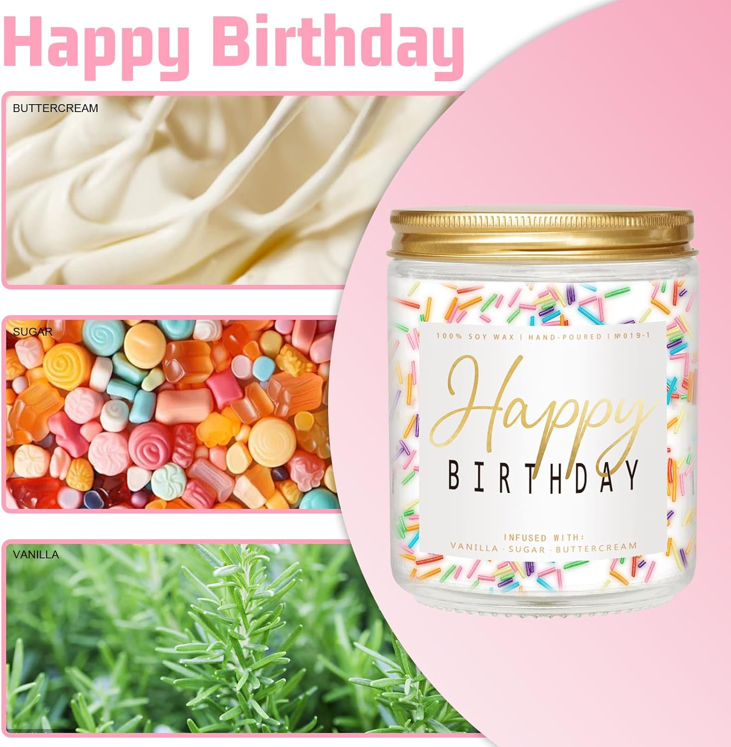 Happy Birthday Candle - Vanilla Cream Birthday Candle, Unique Birthday Gifts for Women - 7oz Scented Candle with Sprinkles, Birthday Gifts for Men/Best Friend Visit the Auelife Store