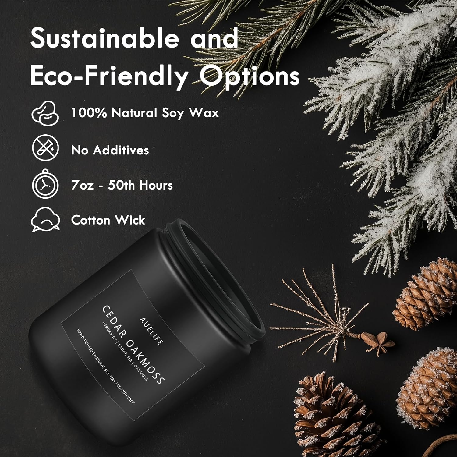 Scented Candles for Men | Cedar Oakmoss Scented Candle - Candles for Men, Men Scented Candles for Home, Candle Gifts for Him/Friend, Aromatherapy Candle in Black Jar