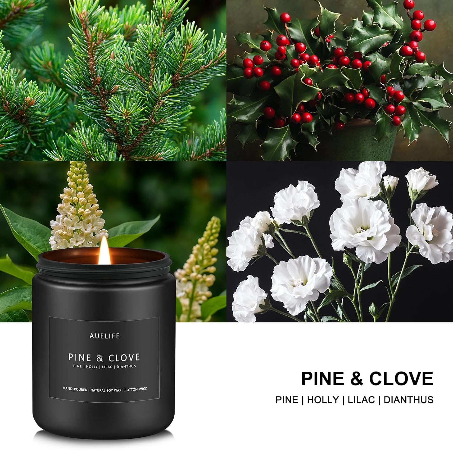 Pine & Clove Candle | Candles for Men - Masculine Candle, Soy Candles for Home Scented, Manly Scented Candle for Home - Gifts for Men, Aromatherapy Candle for Bedroom -7oz Black Jar Candle