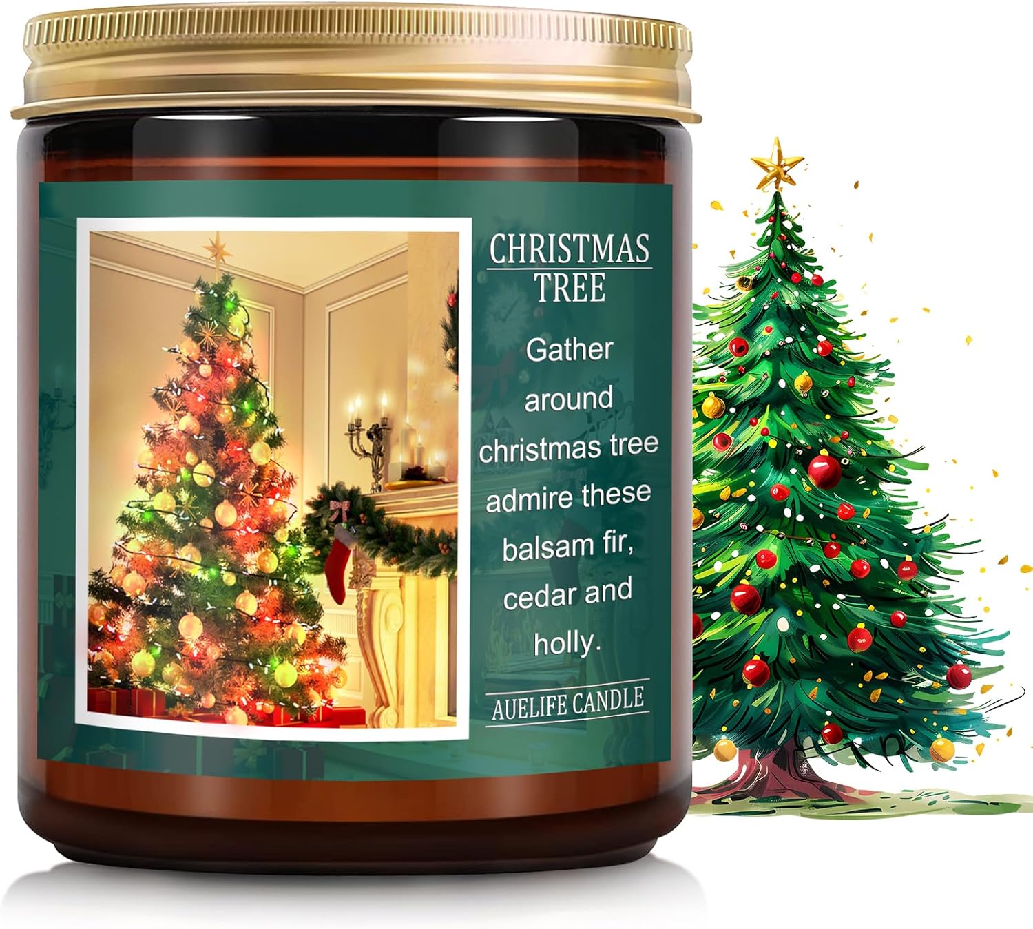 Christmas Candle | Christmas Tree Candle, Scented Candle for Home, Christmas Candle Gifts - Winter Holiday Christmas Gifts for Women and Men - 7 oz Aromatherapy Jar Candles