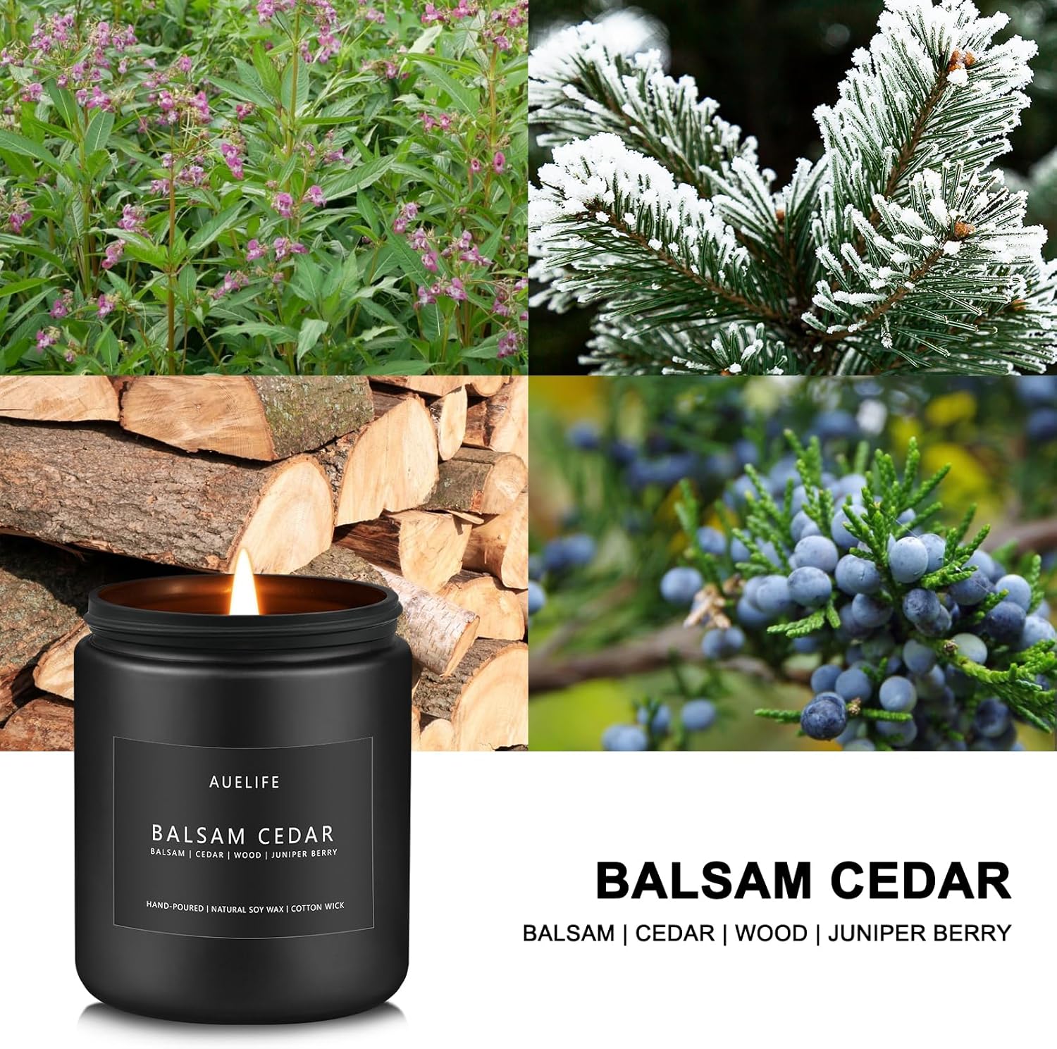 Balsam Cedar Candle - Scented Candles for Home, Candle for Home Scented, Soy Candles - 7oz Aromatherapy Candles, Candles Gifts for Women