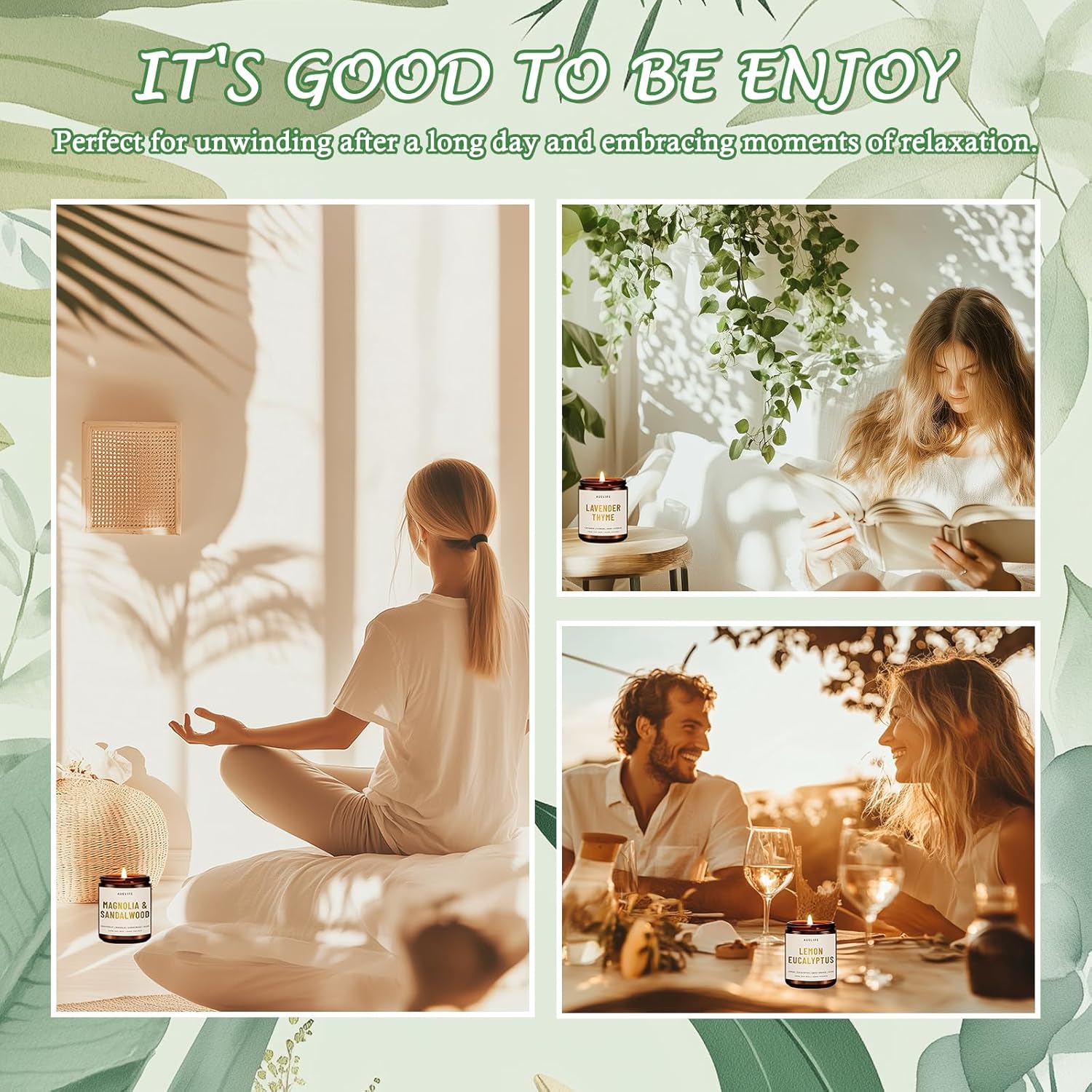 Scented Candles for Home - Lemon Eucalyptus Scented Candle | Aromatherapy Candles, Soy Candles for Home Scented, 7oz Amber Jar Candles Gift for Women & Men