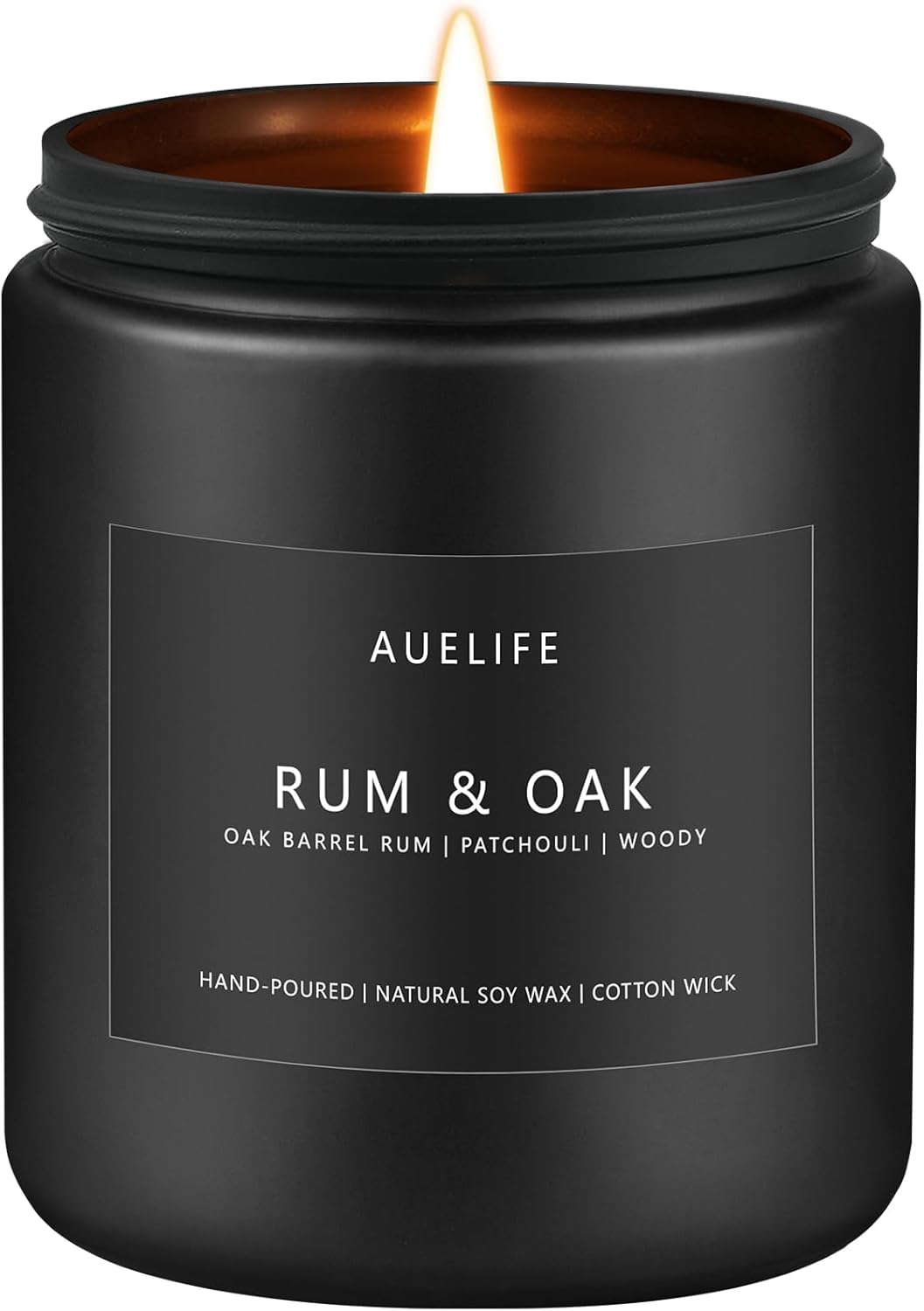 Rum & Oak Candle | Candles for Men, Candle Gifts for Men - Masculine Candle - Soy Candle for Home Scented - Scented Candle for Home, Aromatherapy Candle for Bedroom - 7oz Black Jar Candles