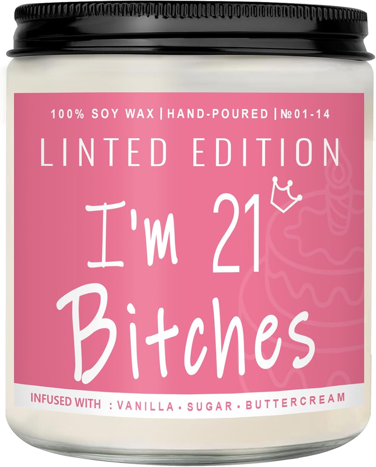 Auelife 21st Birthday Gifts for Her, Best 21st Birthday Gift Ideas, Perfect Birthday Present, Funny Birthday Presents for Women, Friends, Sister, 7oz Vanilla Cream-Scented Candle