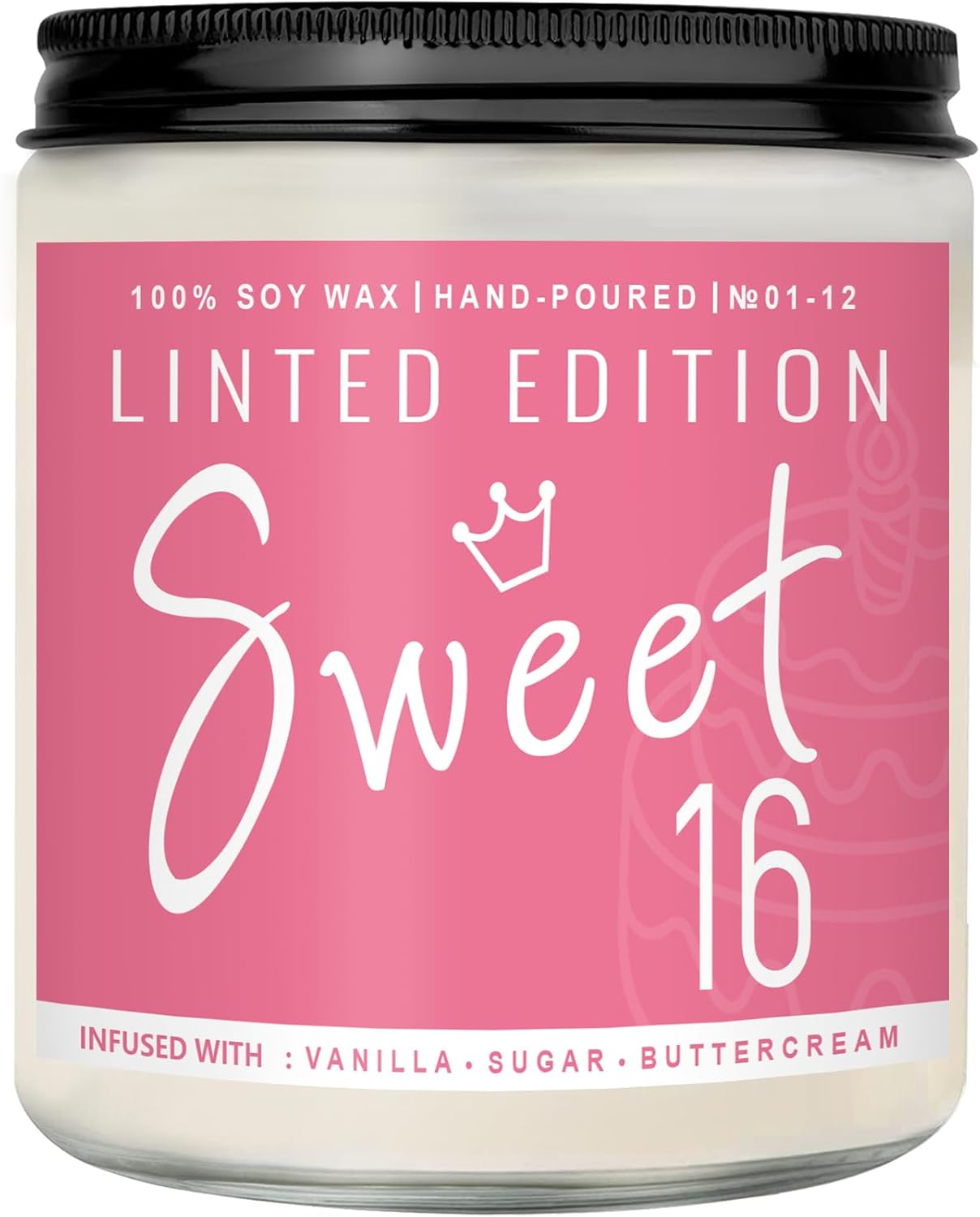 Sweet 16 Birthday Gifts for Girls, Best 16th Birthday Gift Ideas, Perfect Birthday Present, Funny Birthday Presents for Daughter, Friends, Sister, 7oz Vanilla Cream-Scented Candle