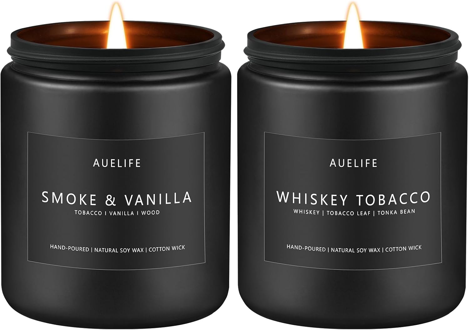 2 Pack Candle | Smoke & Vanilla + Whiskey Tobacco - Candles for Men - Masculine Candle, Soy Candle for Home Scented - Gifts for Men, Home Fragrance Decoration - Each of 7oz Candle