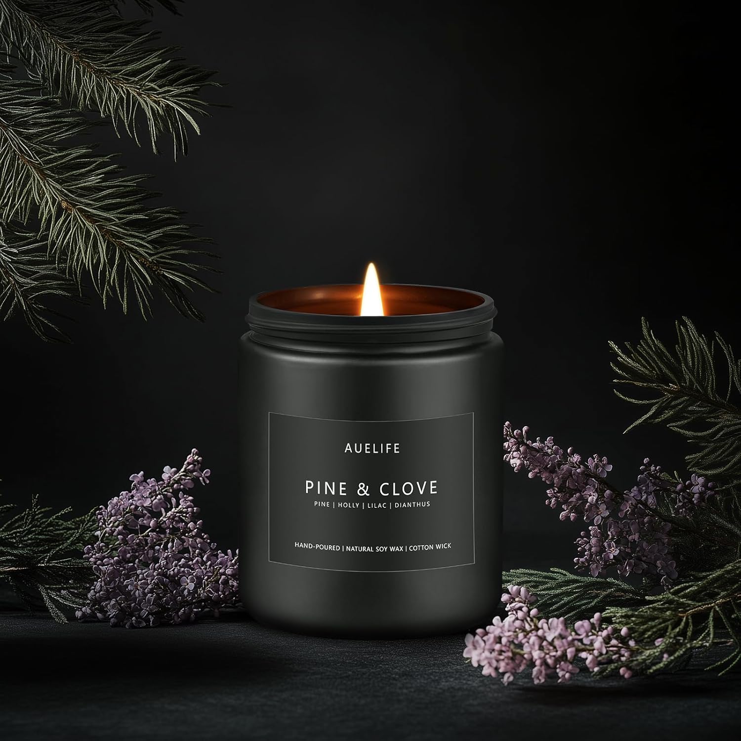 Pine & Clove Candle | Candles for Men - Masculine Candle, Soy Candles for Home Scented, Manly Scented Candle for Home - Gifts for Men, Aromatherapy Candle for Bedroom -7oz Black Jar Candle