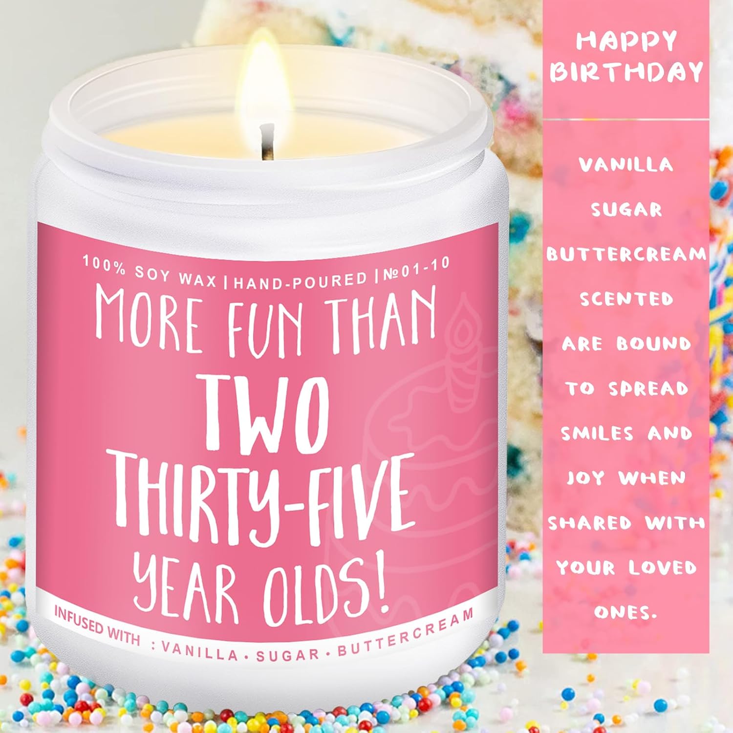 70th Birthday Gifts for Women, Best 70th Birthday Gift Ideas, Perfect Birthday Present, Funny Birthday Presents for Mom, Friends, Wife, Sister, 7oz Vanilla Cream-Scented Candle