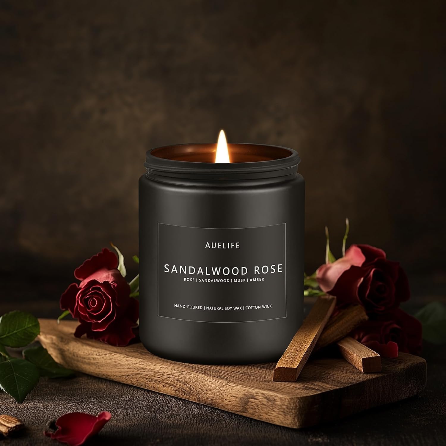 Sandalwood Rose Candle | Scented Candle for Home, Aromatherapy Candle - Soy Candles for Home Scented, Candle Gift for Women Men, Home Fragrance Decoration -7oz Jar Candles