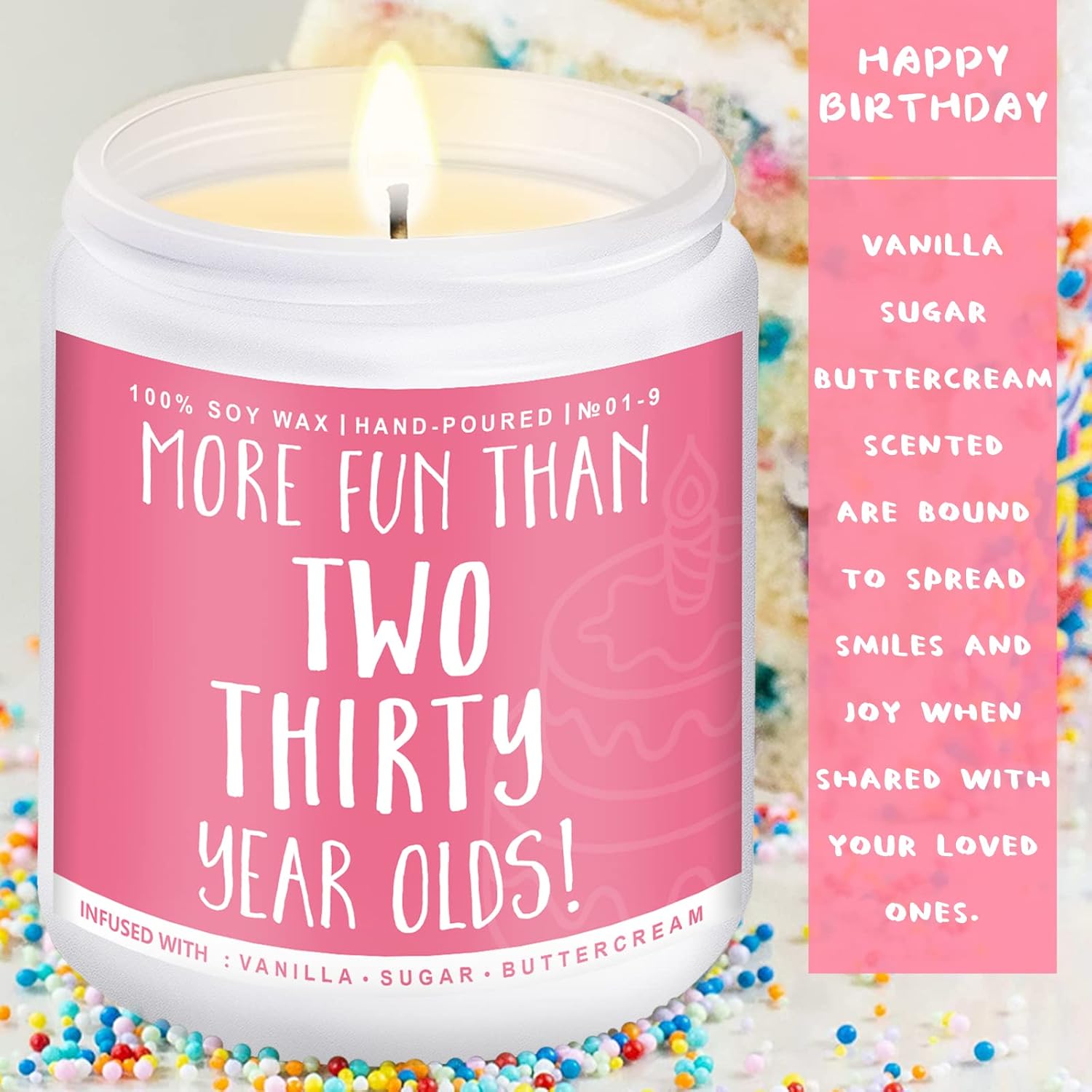 Auelife 60th Birthday Gifts for Women, Best 60th Birthday Gift Ideas, Perfect Birthday Present, Funny Birthday Presents for Mom, Friends, Wife, Sister, 7oz Vanilla Cream-Scented Candle