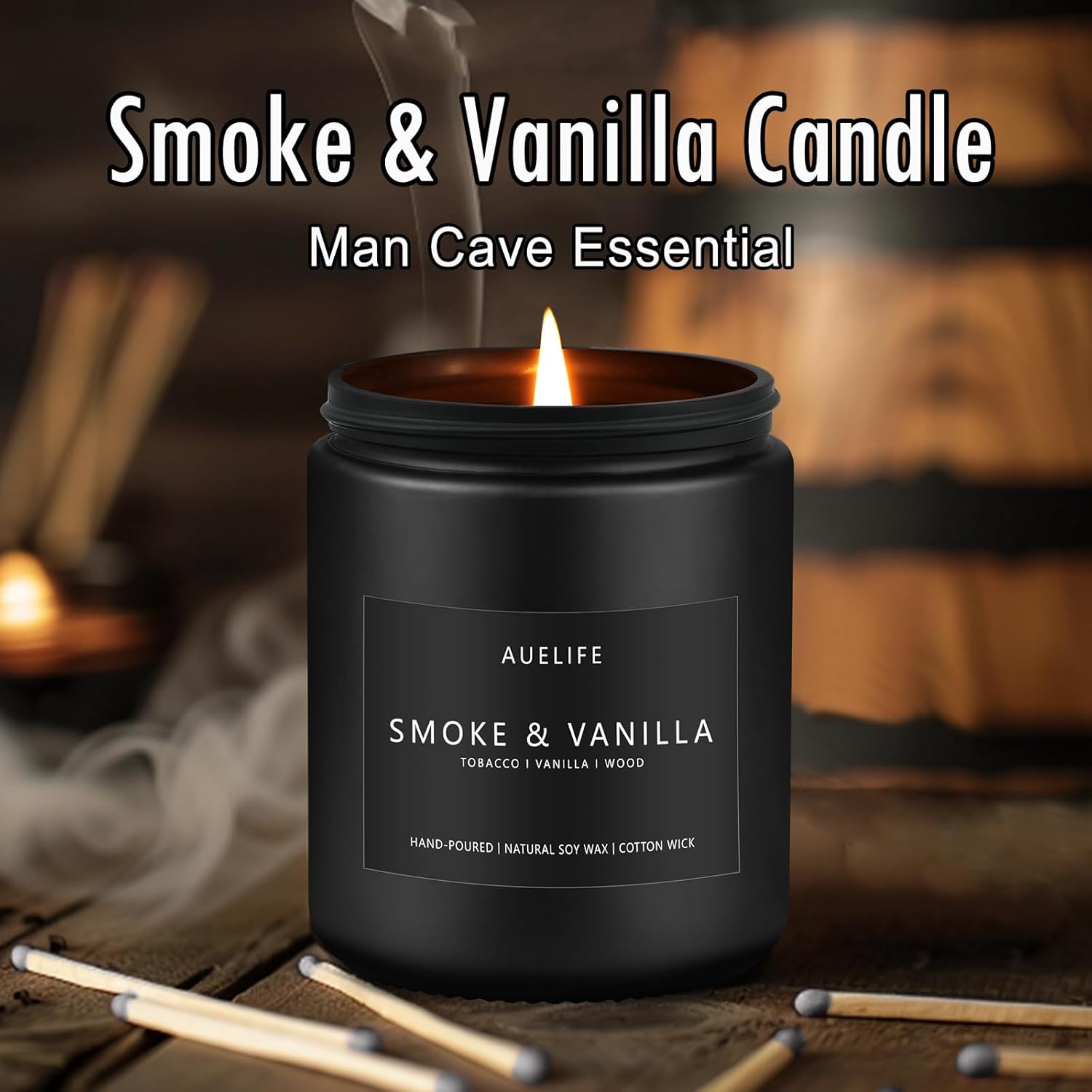 2 Pack Smoke & Vanilla Candle | Candles for Men - Masculine Candle, Soy Candle for Home Scented - Gifts for Men, Candle Gifts for Home - Each of 7oz Candle