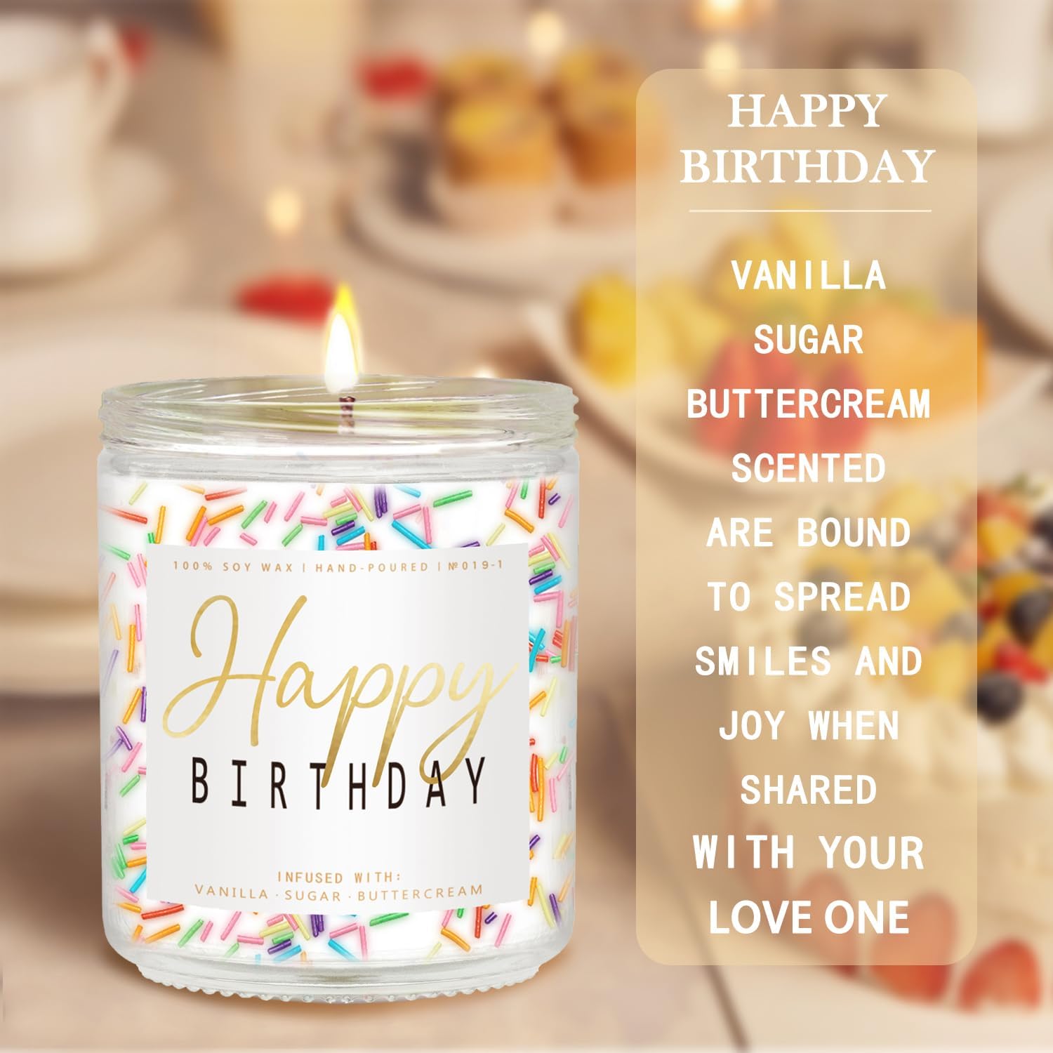 Happy Birthday Candle - Vanilla Cream Birthday Candle, Unique Birthday Gifts for Women - 7oz Scented Candle with Sprinkles, Birthday Gifts for Men/Best Friend Visit the Auelife Store