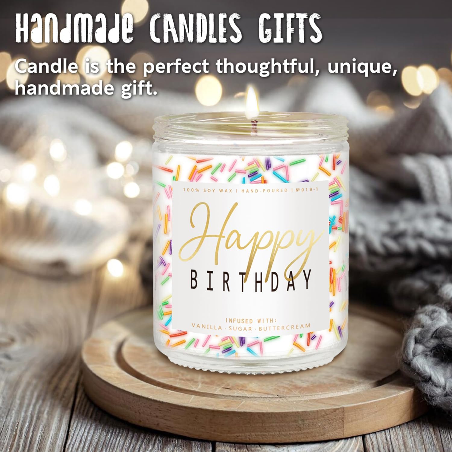 Happy Birthday Candle - Vanilla Cream Birthday Candle, Unique Birthday Gifts for Women - 7oz Scented Candle with Sprinkles, Birthday Gifts for Men/Best Friend Visit the Auelife Store