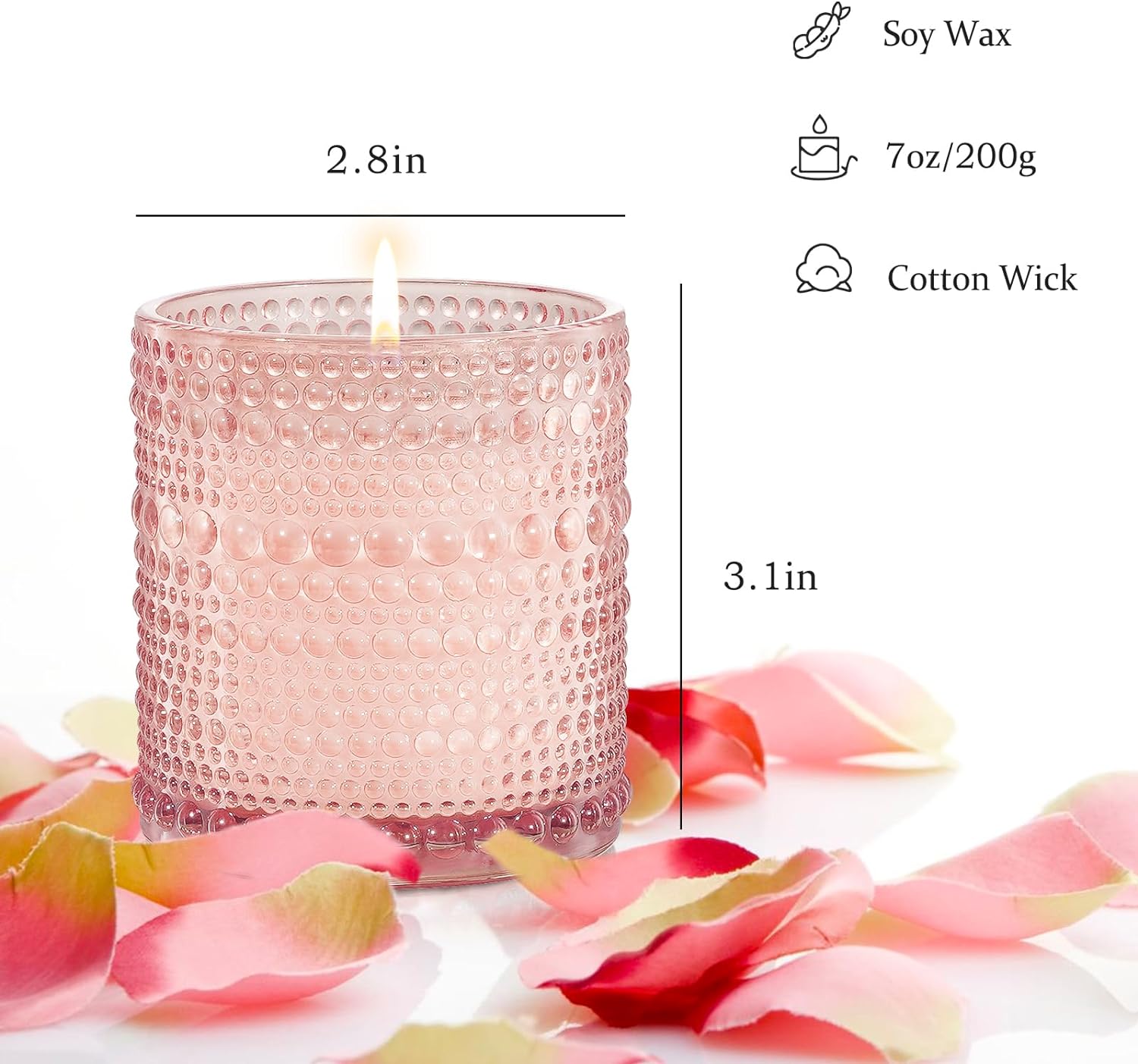 4 Pack Scented Candle Sets | Scented Candles for Home, Soy Candles for Home Scented, Candle Gifts for Women - Luxury Glass Jar Candle - Bulgarian Rose/Hot Cocoa/Glacier & Ocean/Phalaenopsis