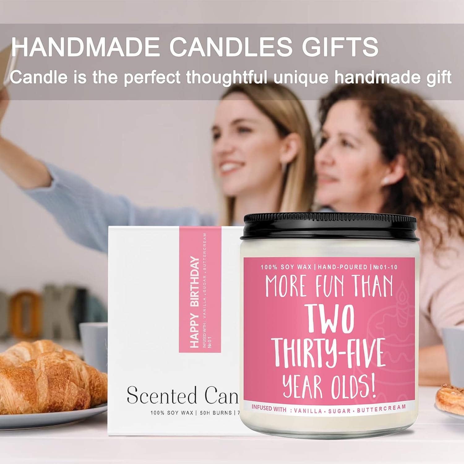 70th Birthday Gifts for Women, Best 70th Birthday Gift Ideas, Perfect Birthday Present, Funny Birthday Presents for Mom, Friends, Wife, Sister, 7oz Vanilla Cream-Scented Candle