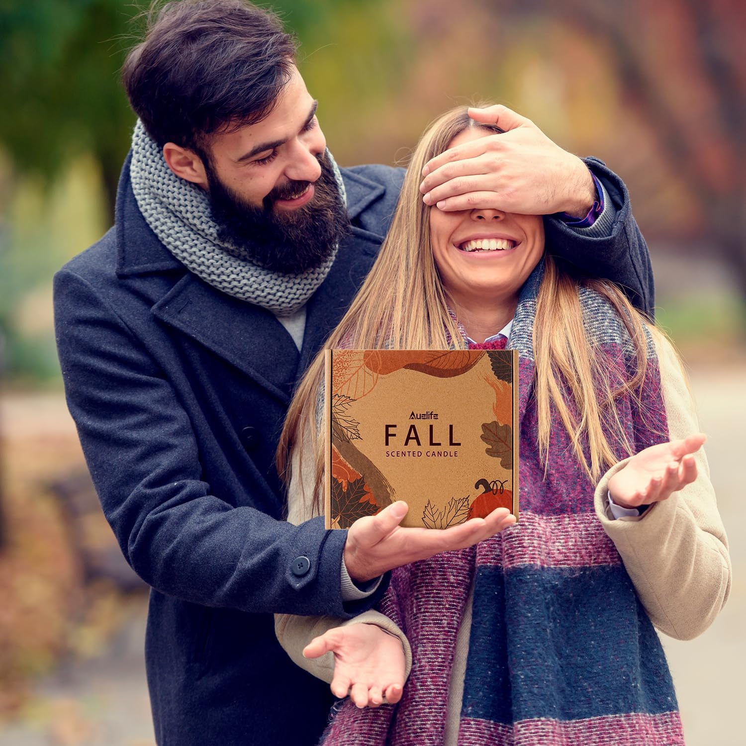 Fall Candle Set | 4 Pack Scented Candles for Home - Candle Gifts for Women Men, Soy Candles Home Scented | Autumn Candle Scents of - Apple Pie/Cinnamon/Harvest/Wreath